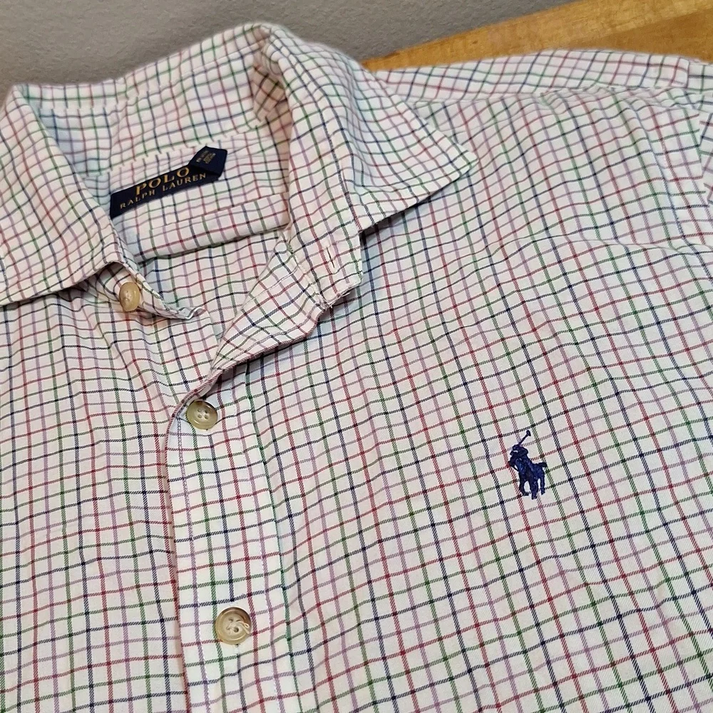 Polo Ralph Lauren Pink Green Red Plaid 100% Cotton Longsleeve Button Up Shirt Lg
